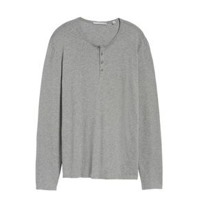 Vince Men's Long-Sleeve Cotton Henley Grey Size XXL